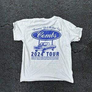 Luke Combs 2024 Tour Mens L Cream Ford T Shirt Parody Truck Concert Graphic Tee